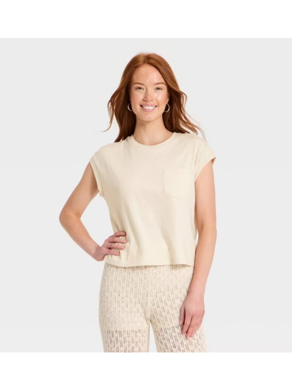 Women's Short Sleeve Pocket T-Shirt - Universal Thread Cream S